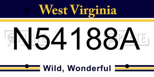 N54188A West Virginia License Plate