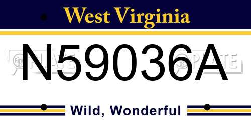 N59036A West Virginia License Plate