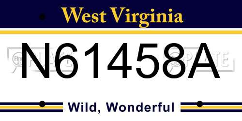 N61458A West Virginia License Plate