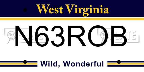 N63ROB West Virginia License Plate