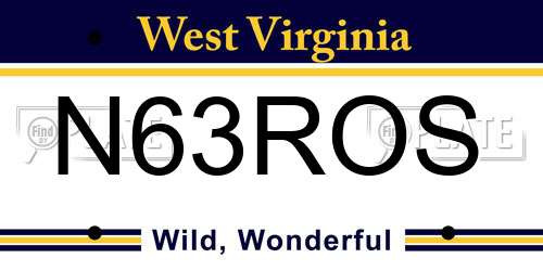 N63ROS West Virginia License Plate