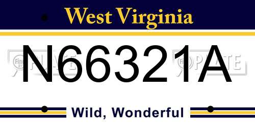N66321A West Virginia License Plate