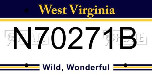N70271B West Virginia License Plate