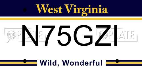 N75GZI West Virginia License Plate