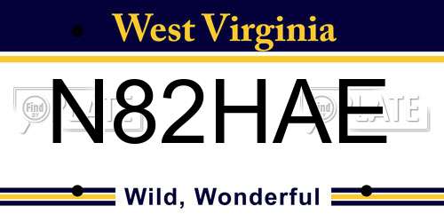N82HAE West Virginia License Plate