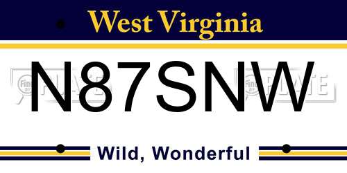 N87SNW West Virginia License Plate