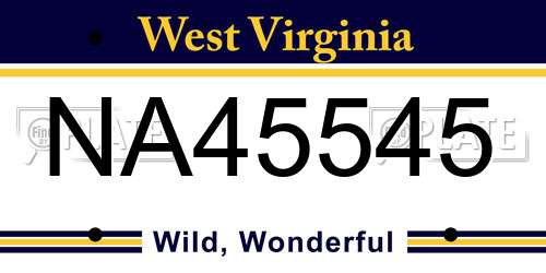 NA45545 West Virginia License Plate
