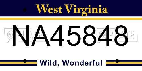 NA45848 West Virginia License Plate