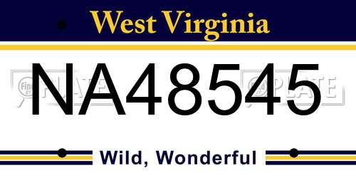 NA48545 West Virginia License Plate