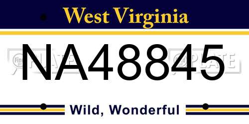 NA48845 West Virginia License Plate