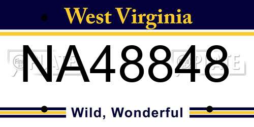 NA48848 West Virginia License Plate
