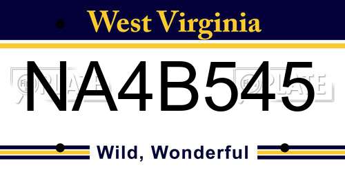 NA4B545 West Virginia License Plate