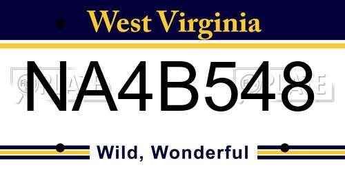 NA4B548 West Virginia License Plate
