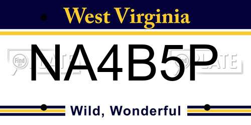 NA4B5P West Virginia License Plate