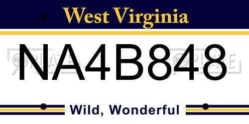 NA4B848 West Virginia License Plate