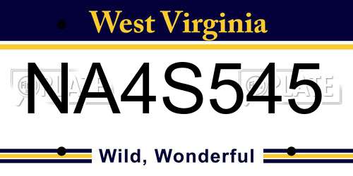 NA4S545 West Virginia License Plate