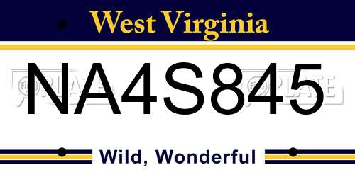 NA4S845 West Virginia License Plate