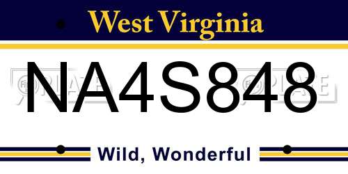 NA4S848 West Virginia License Plate