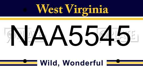 NAA5545 West Virginia License Plate
