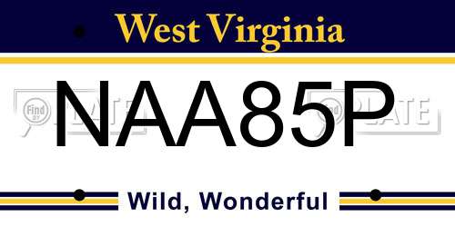NAA85P West Virginia License Plate
