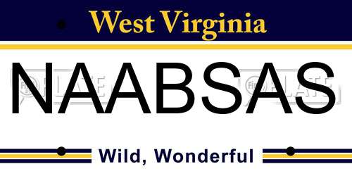 NAABSAS West Virginia License Plate