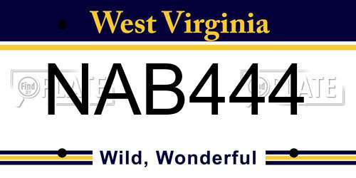 NAB444 West Virginia License Plate