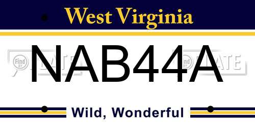 NAB44A West Virginia License Plate