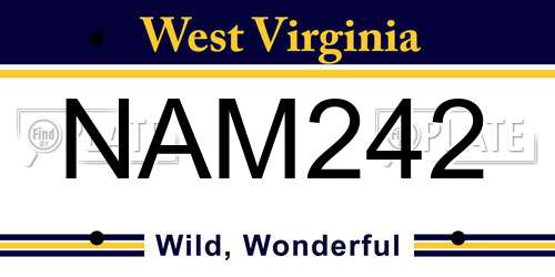 NAM242 West Virginia License Plate