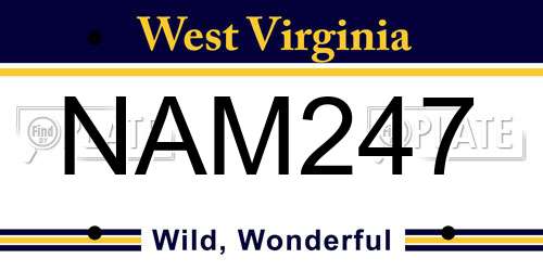 NAM247 West Virginia License Plate