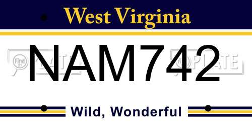 NAM742 West Virginia License Plate