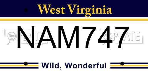 NAM747 West Virginia License Plate