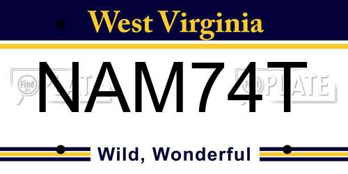 NAM74T West Virginia License Plate