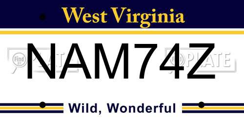 NAM74Z West Virginia License Plate