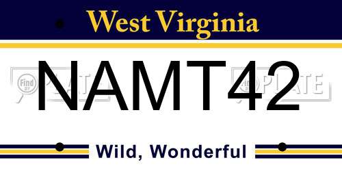 NAMT42 West Virginia License Plate