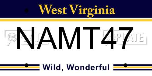 NAMT47 West Virginia License Plate