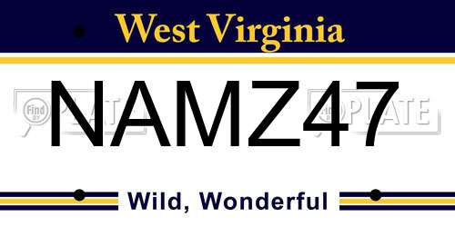 NAMZ47 West Virginia License Plate