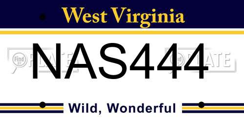 NAS444 West Virginia License Plate
