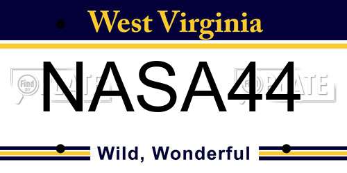 NASA44 West Virginia License Plate