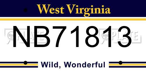 NB71813 West Virginia License Plate