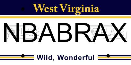 NBABRAX West Virginia License Plate