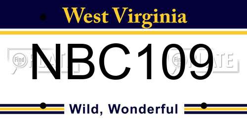 NBC109 West Virginia License Plate