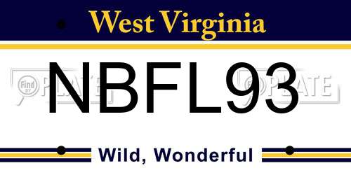 NBFL93 West Virginia License Plate