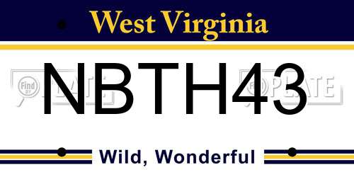 NBTH43 West Virginia License Plate