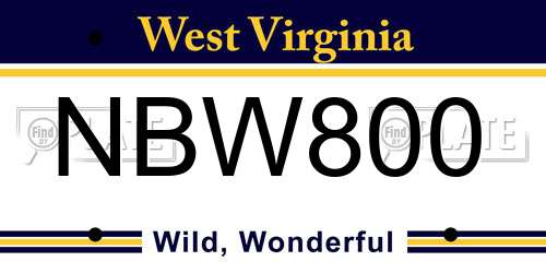 NBW800 West Virginia License Plate