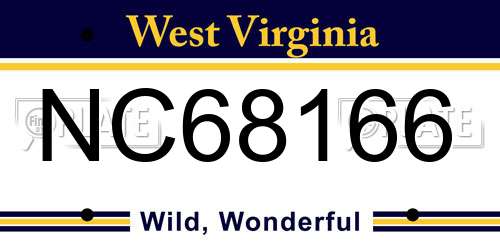 NC68166 West Virginia License Plate