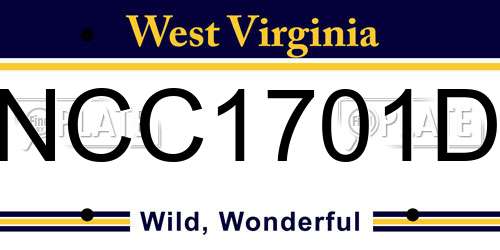 NCC1701D West Virginia License Plate
