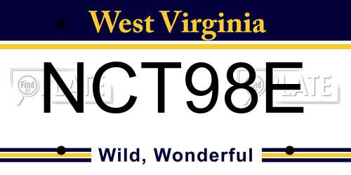 NCT98E West Virginia License Plate