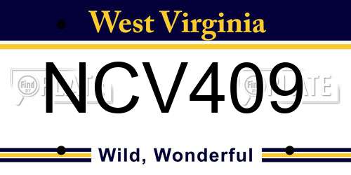 NCV409 West Virginia License Plate