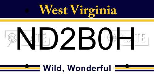 ND2B0H West Virginia License Plate