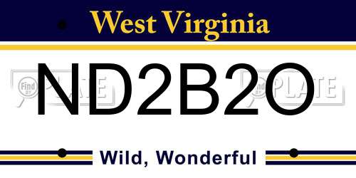 ND2B2O West Virginia License Plate